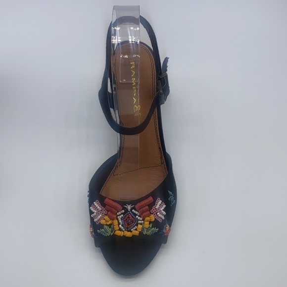 Rampage - Wynne Colorful Beaded Embroidered Embellished Peep Toe Heels Size 7 - Picture 9 of 16